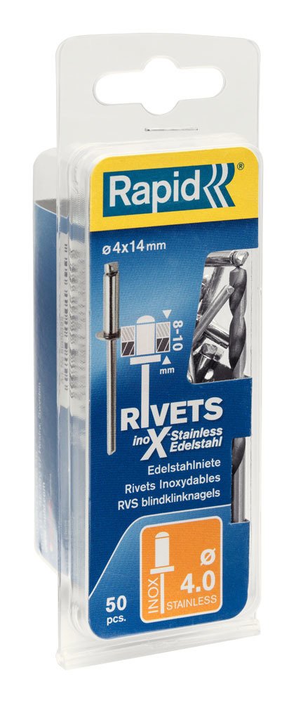 Rapid Perçin Paslanmaz 4,0x14 mm (1 Paket/50 Adet) - 5000395