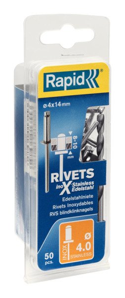 Rapid Perçin Paslanmaz 4,0x14 mm (1 Paket/50 Adet) - 5000395