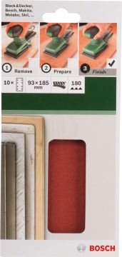 Bosch Titreşimli Zımpara Kağıdı 8 Delik 93x185 mm 180 Kum (10 Adet) - 2609256A84