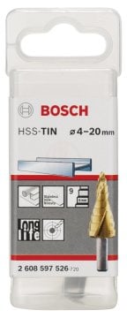 Bosch Spiral Kanallı HSS-TiN 9 Kademeli Matkap Ucu Üç Yüzeyli Şaft Ø4-20 mm - 2608597526