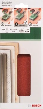 Bosch Titreşimli Zımpara Kağıdı 8 Delik 93x230 mm 120 Kum (10 Adet) - 2609256A97