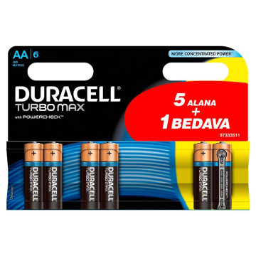 Duracell Pil Turbo Max Aa Tip (Lr6) (1 Paket/6 Adet)