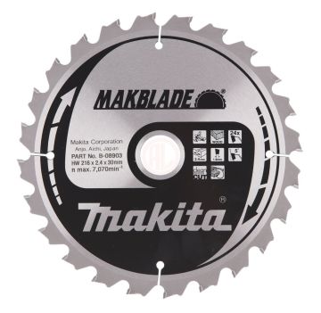 Makita Profesyonel Ahşap Daire Testere 216x30 mm 24 Diş (B-08903)