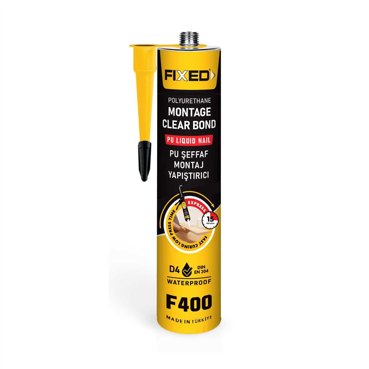 Fixed F400 Poliüretan Şeffaf Montaj Yapıştırıcı 400 Gr