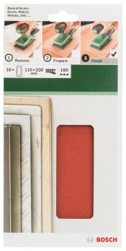 Bosch Titreşimli Zımpara Kağıdı 14 Delik 115x230 mm 180 Kum (10 Adet) - 2609256B23