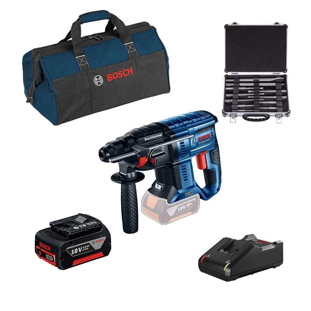 Bosch Akülü Kırıcı Delici Makine SDS Plus GBH 180-LI (Aksesuar Set (11 Parça) + 1 x 3,0 Ah Akü + 18V-40 Şarj Cihazı)