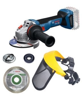 Bosch Gws 18V-11 S Akülü Taşlama (Solo Model) + Bosch Elmas Kesme Diski 125x22,23 mm ve Maxsafety Yüz Koruyucu Tel Örgü Siperlik Hediyeli
