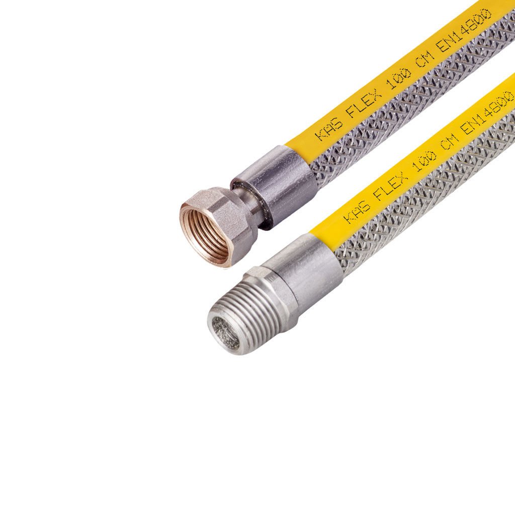 KAS Örgülü Doğalgaz Bağlantı Flexi 1/2 İnç - 1/2 İnç 75 Cm