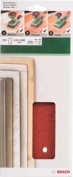 Bosch Titreşimli Zımpara Kağıdı 14 Delik 115x280 mm Set (10 Parça) - 2609256B32