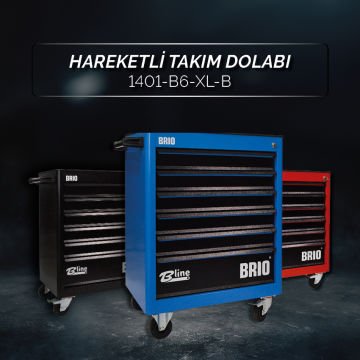Brio Hareketli Tekerlekli Takım Dolabı Takım Arabası 6 Çekmeceli Kilitli Xl 256 Parça Mavi Dolu