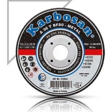 Karbosan Metal Kesme Disk T42 Bombeli 100x2,5x16 mm A 36 T BF80 - KAR910060