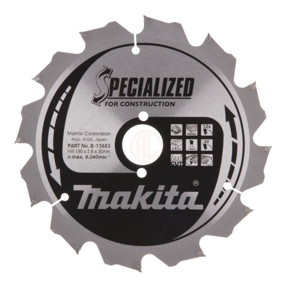Makita Profesyonel Ahşap Daire Testere 190x30 mm 12 Diş (Çivili Ahşap) (B-13683)