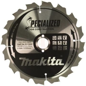 Makita Profesyonel Ahşap Daire Testere 235x30 mm 16 Diş (Çivili) (B-13699)