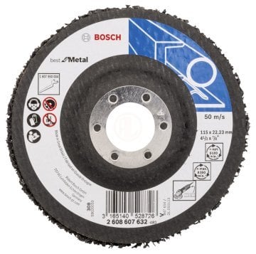 Bosch Metal Taşlama Keçe Zımpara Diski Best For Metal 115x22,23 mm Siyah - 2608607632