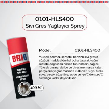 Brio Sıvı Gres Yağı Sprey Sıvı Gres Yağlayıcı Sprey 400 Ml