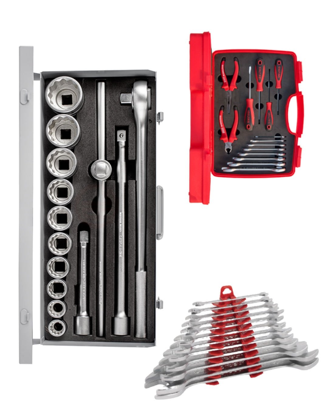 İzeltaş Oniki Köşe Lokma Anahtar Takımı 3/4 İnç + Bakım Seti 14 Parça ve 14 Parça İki Ağız Anahtar Uzun Boy 21x23 mm