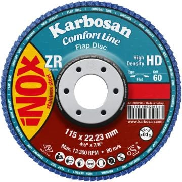 Karbosan Comfort Line ZR Yüksek Yoğunluk Flap Disk ZXR11 Konik 115 mm 40 Kum - KAR982250
