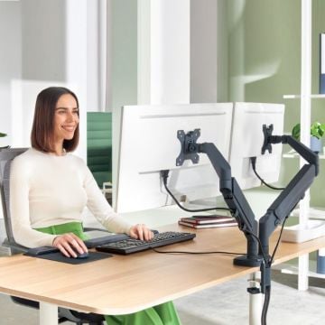 Leitz Ergo Yerden Tasarruf Sağlayan, Bilgisayar Ve Laptop İçin İkili Monitör Kolu, 65370089, Gri