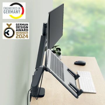 Leitz Ergo Monitör & Dizüstü Bilgisayar İçin İkili Monitör Kolu, 65380089, Gri