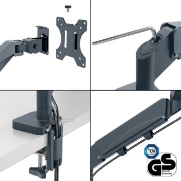 Leitz Ergo Monitör & Dizüstü Bilgisayar İçin İkili Monitör Kolu, 65380089, Gri