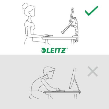 Leitz Ergo Monitör & Dizüstü Bilgisayar İçin İkili Monitör Kolu, 65380089, Gri