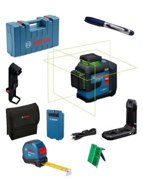 Bosch GLL 80-33 G Pro Çizgi Lazeri + Bosch Profesyonel Şerit Metre 5M 8 Parça ve Koli Kalemi Hediyeli