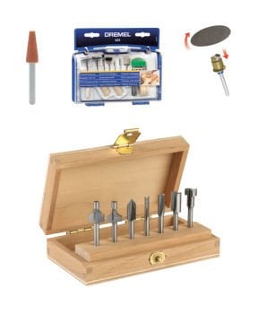 Dremel Aksesuar Seti Çok Amaçlı Freze Bıçakları (7 Parça) (660) - 26150660JA + Aksesuar Seti Temizleme Parlatma + Alüminyum Oksit Taşlama Ucu 6,4 mm ve EZ SpeedClic Zımpara Diski Hediyeli