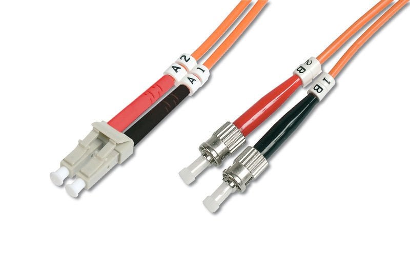 Assmann Digitus Lc-St Fiber Optik Patch Kablo, 1 Mt, Multimode, Duplex, 50/125