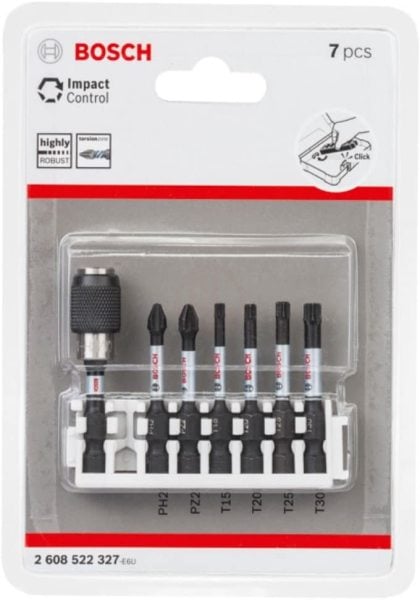 Bosch Vidalama Ucu Impact Control Set (7 Parça HT + PH/PZ/T x 50 mm) - 2608522327