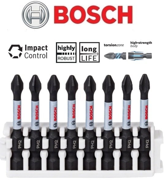Bosch Vidalama Ucu Impact Control PH2x50 mm (8 Adet) - 2608522330