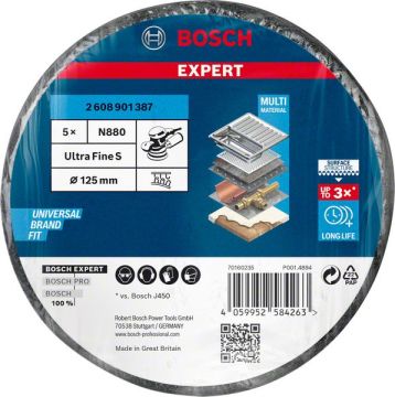Bosch Fiber Disk Expert N880 Keçe Disk 125 mm 800 Kum (5 Adet) - 2608901387