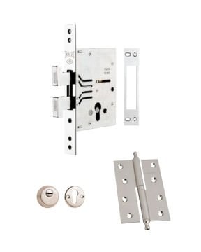 Kale Çelik Kapı Kilidi Champion Kancalı Plus 60 mm (68 mm Silindirli) + Kale Çelik Kapı Kilidi Silindir Rozeti Blisterli ve Yüksel Lüks Cumbalı Menteşe (103) Saten 10 Cm Hediyeli