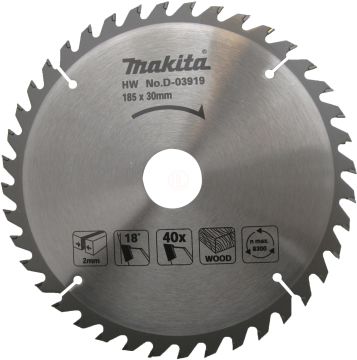 Makita Standart Ahşap Daire Testere 185x30 mm 40 Diş (D-03919)