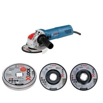 Bosch GWX 750-115 Taşlama Makinesi (X-Lock) + Metal Kesme Diski Expert 115x22,23x2,5 mm + Metal Taşlama Diski 115x22,23x6,0 mm ve Inox Kesme Diski Standard 115x22,23x1,0 mm (10 Adet) Hediyeli