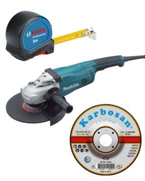 Makita Büyük Taşlama Makinesi GA9020 (230 mm) + Karbosan Metal Taşlama Disk + Bosch Profesyonel Şerit Metre 5 M
