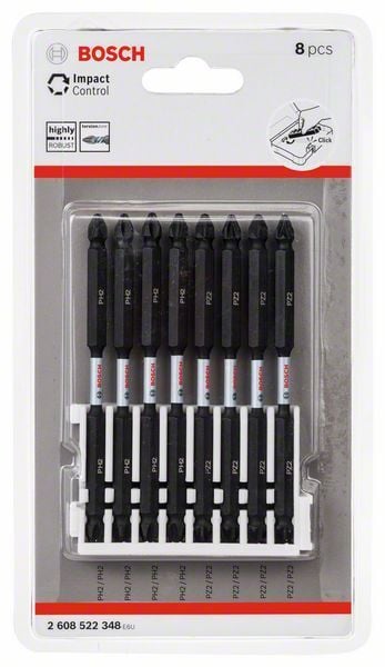 Bosch Vidalama Ucu Çift Taraflı Impact Control PH2-PZ2x110 mm (8 Adet) - 2608522348