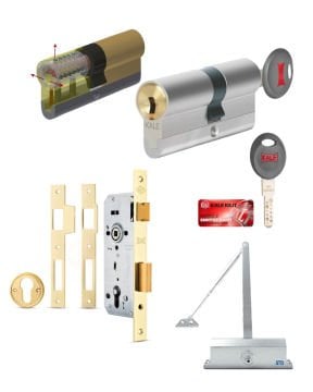 Kale Tüpten Şifreli Silindir Nikel 68 mm (26+10+32 mm) 5 Anahtarlı + Kale Standart Silindirli Daire Kilidi Rozet Delikli 3 Milli Nikel 45 mm + STD KAPI HİDROLİĞİ 3 NUMARA 40-65 KG