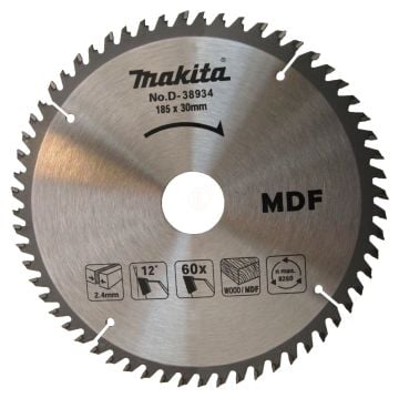 Makita Standart Ahşap Daire Testere 185x30 mm 60 Diş (ATB) (D-38934)