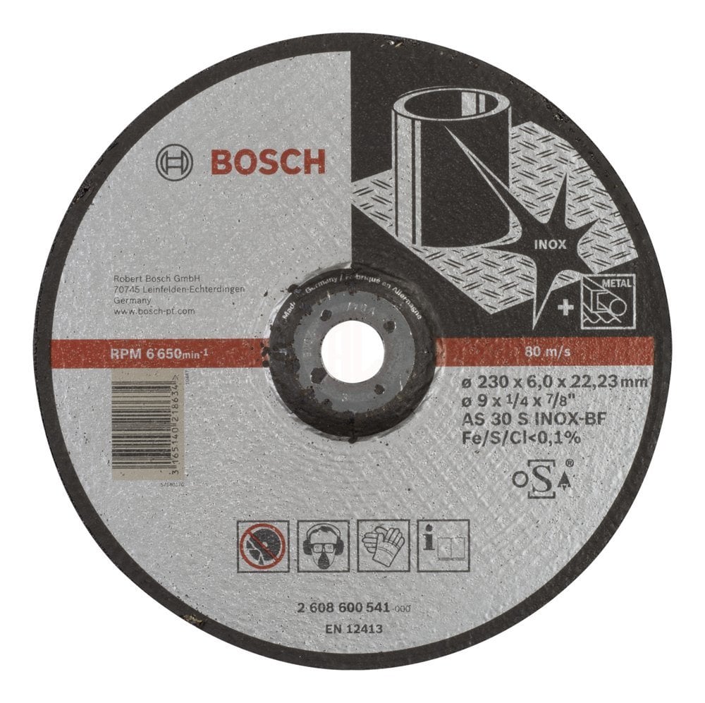 Bosch Paslanmaz Taşlama Diski Expert For Inox Bombeli 230x22,23x6,0 mm (AS 30 S INOX BF) - 2608600541