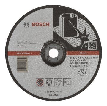 Bosch Paslanmaz Taşlama Diski Expert For Inox Bombeli 230x22,23x6,0 mm (AS 30 S INOX BF) - 2608600541