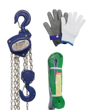 Atlas Pro 3 Ton 3 Mt Köşeli Ceraskal + POLYESTER SAPAN 2 TON 4 METRE (6:1) + Paslanmaz Kesilmez Çelik Eldiven XXL