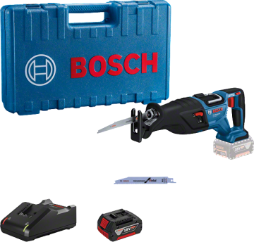 Bosch Akülü Panter Testere Makinesi GSA 185-LI (1 x 5,0 Ah Akü) + Bosch Panter Testere Bıçağı 300 mm (5 Adet Gıda kesimine uygun) + Paslanmaz Kesilmez Çelik Eldiven XXL + İzmir Fırça Kalın Pratik Branda 20 m²