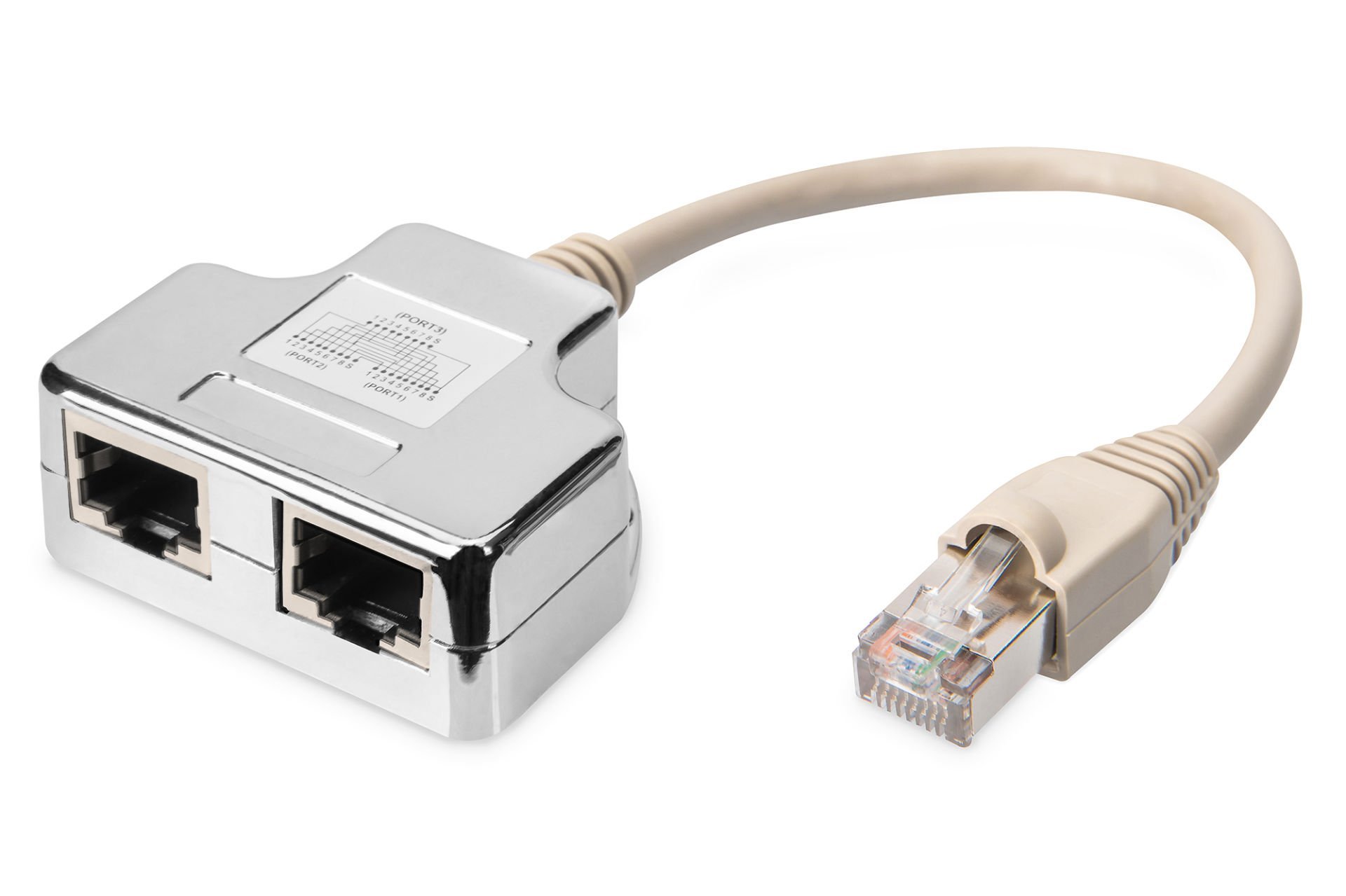 Assmann Cat. 5E Patch Kablo Adaptörü, Zırhlı, 2 X Rj45 Dişi 1 X Rj45 Erkek, Kablo Mesafesi 0.19 Mt