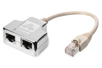 Assmann Cat. 5E Patch Kablo Adaptörü, Zırhlı, 2 X Rj45 Dişi 1 X Rj45 Erkek, Kablo Mesafesi 0.19 Mt