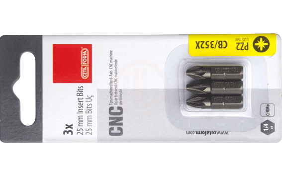 Ceta Form 3 Parça 1/4 İnç Pozidriv Bits Uç Pz2 X 25 Mm / Kartlı