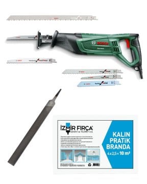 Bosch Panter Testere Makinesi PSA 900 E + Yarım Yuvarlak Eğe Kalın 12 İnç + Kalın Pratik Branda 10 m² + Bosch Panter Testere Bıçağı 300 mm (5 Adet Gıda Kesimine Uygun)