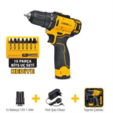 SGS 5147 Akülü Vidalama Seti 12 Volt (1x1.5 Ah) (Bits Uç Seti)