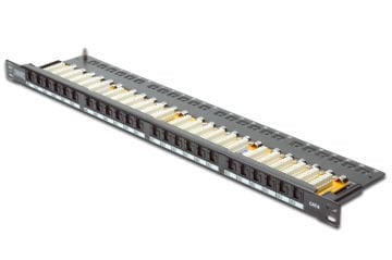 Assmann Digitus 19 24 Port Cat-6 Utp Patch Panel, 8P8C, Lsa, 0,5U Boyut, Tozdan Korumak İçin Kapaklı, Zırhsız, Siyah Renk