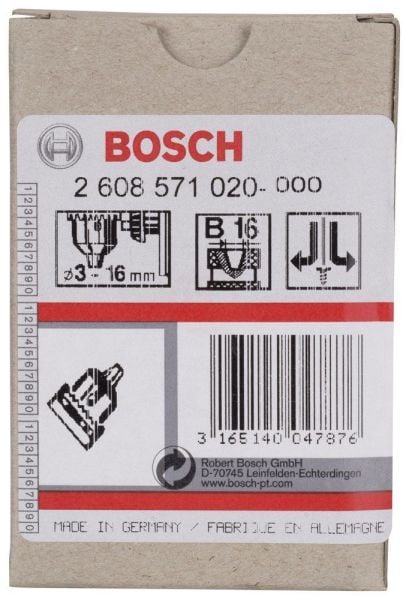 Bosch Anahtarlı Mandren B16 Ø3-16 mm - 2608571020