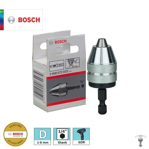 Bosch Anahtarsız Mandren 1/4 İnç HEX Ø1-6 mm - 2608572072